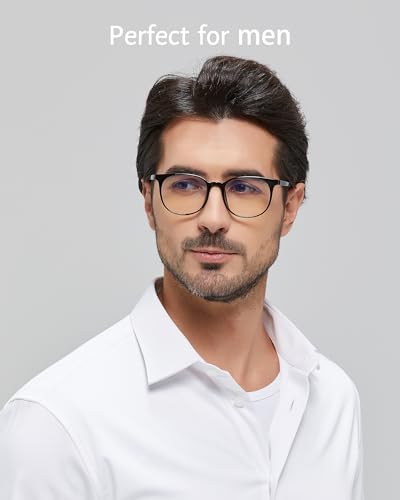 ANRRI Blue Light Blocking Glasses Stylish Round Lightweight Eyeglasses Black Frame Filter Blue Light Computer Game Glasses - Image 2
