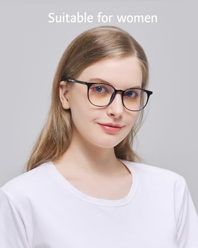 ANRRI Blue Light Blocking Glasses Stylish Round Lightweight Eyeglasses Black Frame Filter Blue Light Computer Game Glasses - Image 3
