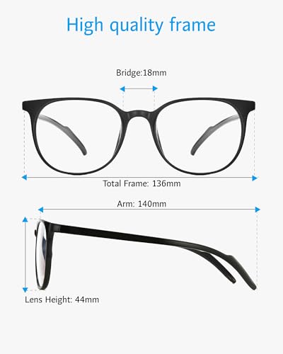 ANRRI Blue Light Blocking Glasses Stylish Round Lightweight Eyeglasses Black Frame Filter Blue Light Computer Game Glasses - Image 5