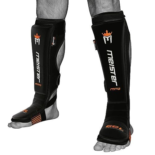 Meister Edge Leather Instep Shin Guards w/Gel Padding (Pair) - Black - Large/X-Large - Image 4