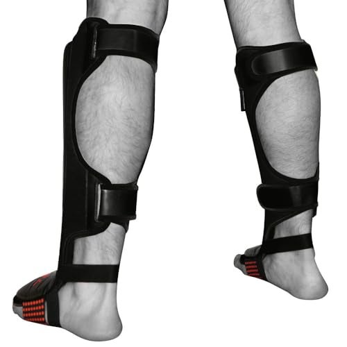 Meister Edge Leather Instep Shin Guards w/Gel Padding (Pair) - Black - Large/X-Large - Image 2