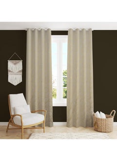 Homefab India Homefab India Velvet Curtains Room Darkening - Door 7 feet, Pack of 2 Panels, Cream  - Image 2