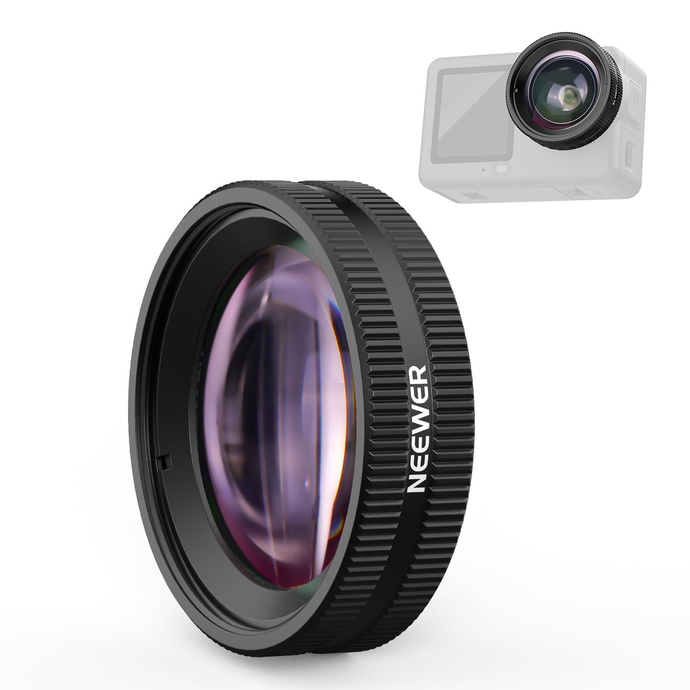 NEEWER Macro Lens Compatible with DJI Osmo Action 6 Only, Action Camera Close Up Photography Accessories with 2X Magnification, 2 Elements 1 Group, 2-3cm Focus Range, LS010