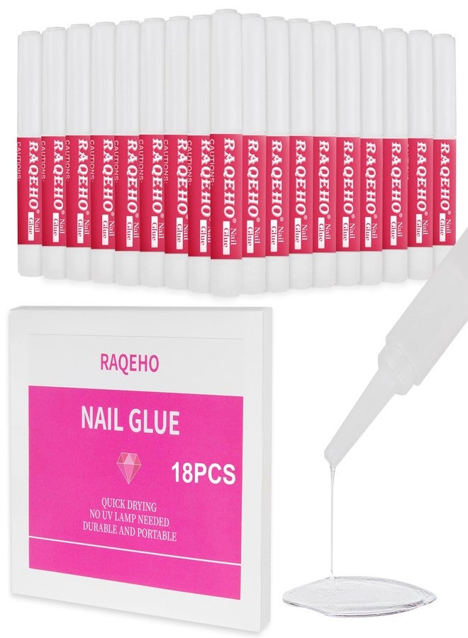 RAQEHO Nail Glue for Press Ons - 18Pcs Super Strong Nail Glue for Acrylic Nails Fast Drying pega para uñas Techs Stuff Nail Bond Adhesive for Stick Press On Nails French Tip Toe Nail Broken Repair - Image 1