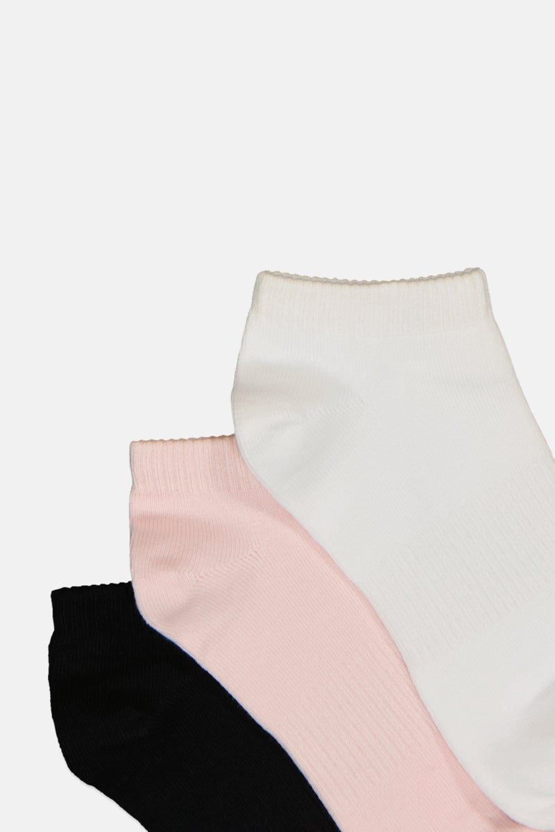 ANTA Kids Girl 3 Pairs Plain Crew Socks, Multicolor - Image 2