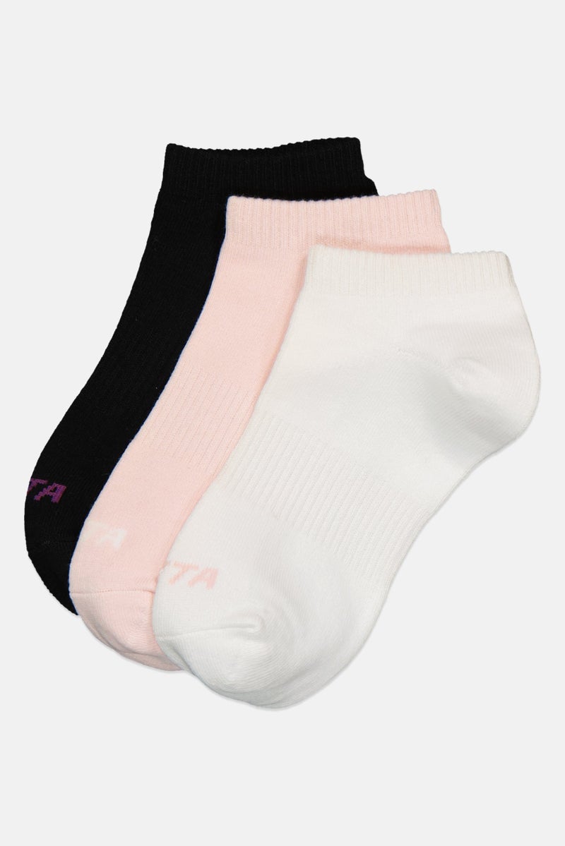 ANTA Kids Girl 3 Pairs Plain Crew Socks, Multicolor - Image 1