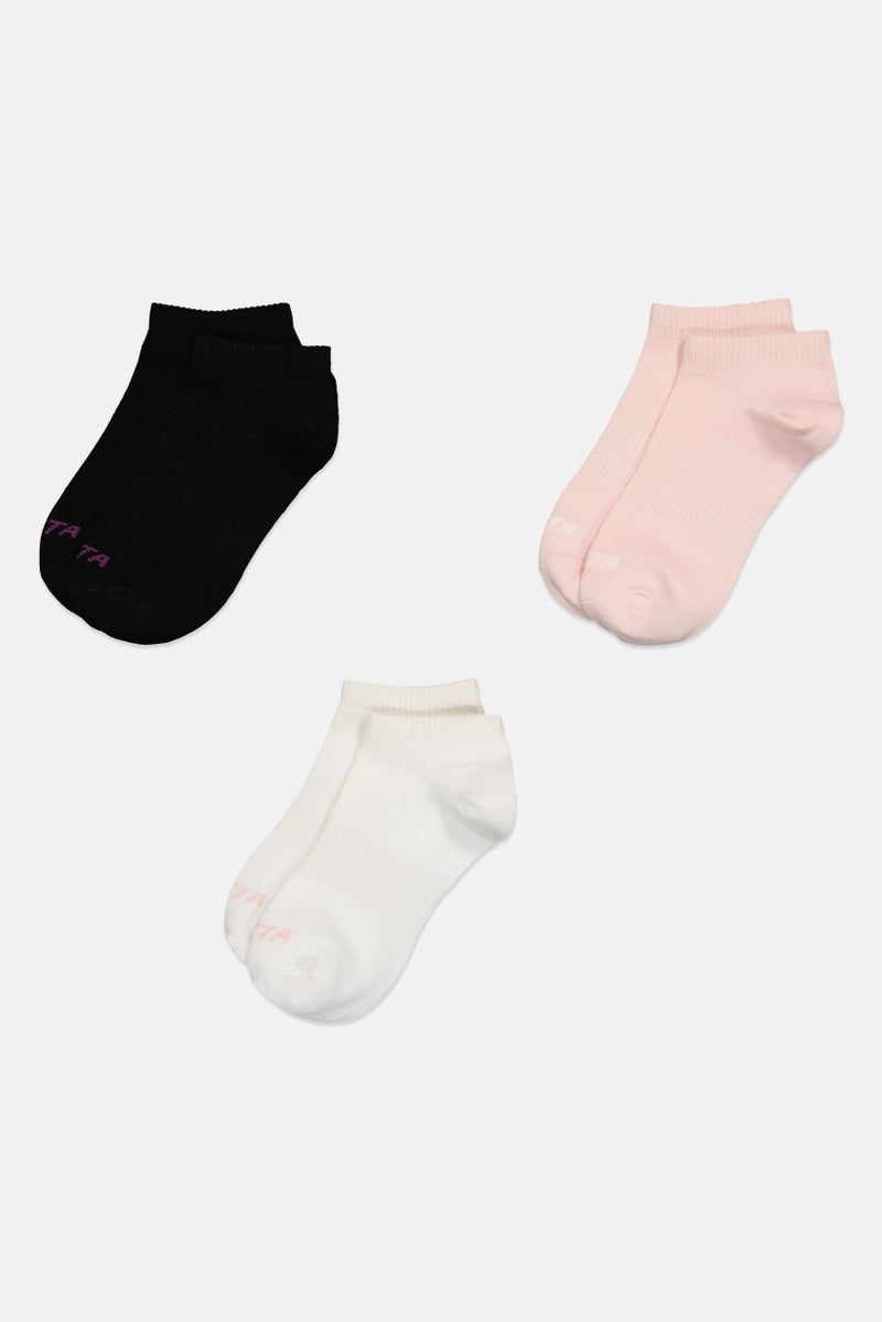 ANTA Kids Girl 3 Pairs Plain Crew Socks, Multicolor - Image 3