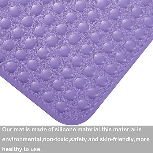 Yanzifly Bathtub Mat Non Slip Bath Mat for Tub Silicone Soft Bath Tub Mat Non Slip Shower Mats, Suction Cups Bath Tub Anti Slip Matt for Family Use, Machine Washable- Purple - Image 3