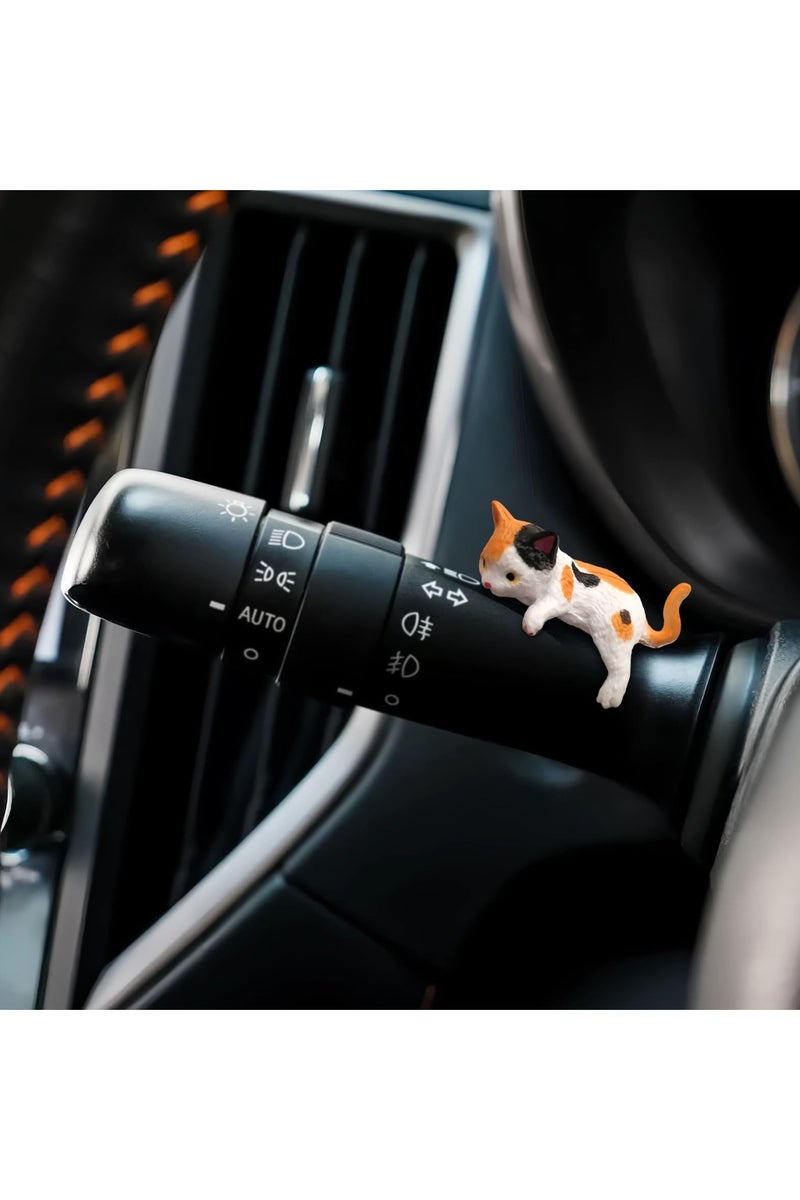 Flushrenic Cat Car Interior Accessories Dashboard Decorations, 5-Piece Set of Cute Car Dashboard Decorations and Rearview Mirror Decorations, Resin Material, Easy to Install, Does Not Obstruct View, Suitable for Decorating Car Dashboards, Rearview Mirrors, Homes, or Offices - Image 4