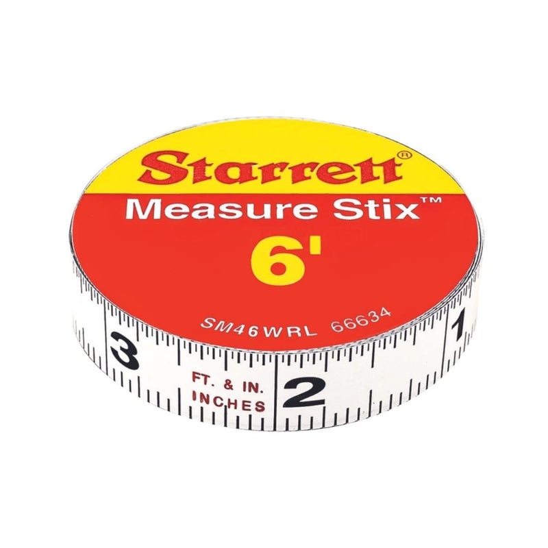 Starrett Starrett Measure Stix with High Precision Steel  Mounts on Work Benches Saw and Drafting Table  6 Length 12 Width White S1 Grad Style No  SM46WRL  - Image 1