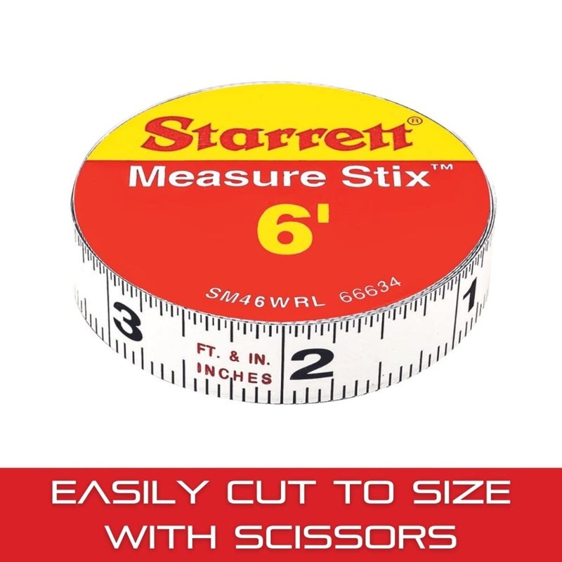 Starrett Starrett Measure Stix with High Precision Steel  Mounts on Work Benches Saw and Drafting Table  6 Length 12 Width White S1 Grad Style No  SM46WRL  - Image 5