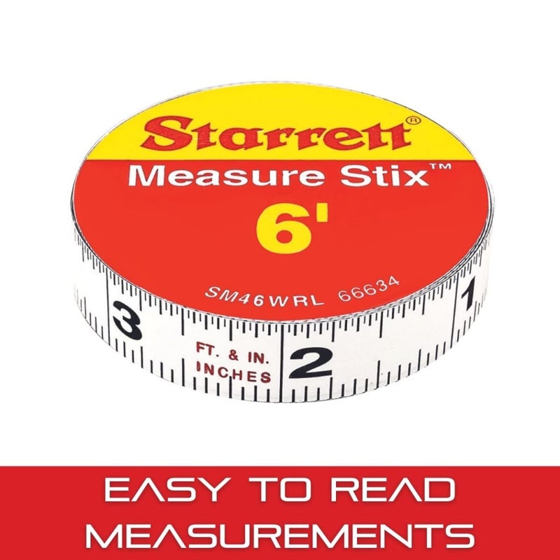 Starrett Starrett Measure Stix with High Precision Steel  Mounts on Work Benches Saw and Drafting Table  6 Length 12 Width White S1 Grad Style No  SM46WRL  - Image 4