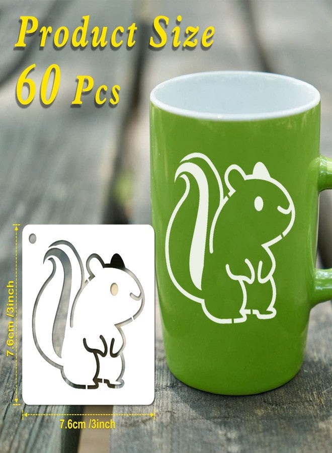 MWOOT 60 Pcs Cute Animals Painting Stencils,Waterproof Drawing Templates for DIY Canvas Fabric Wall Decors Art Set,Reusable Plastic Stencil for Kids Adult DIY Lovers Painting Supplies (7.6x7.6 cm) - Image 3