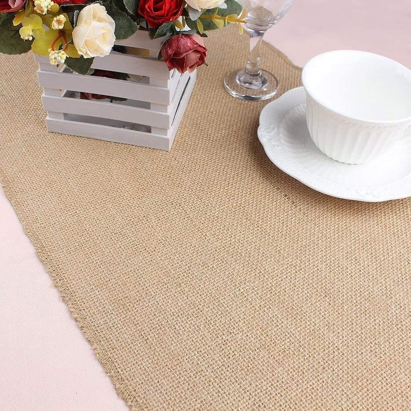 Home Buy Burlap Jute Hessian Roll (with one Sided Laminated) for Table Runner, Wedding, Party, New Year and Christmas Decoration (Brown, Length: 3M x Width: 20CM) - Image 4