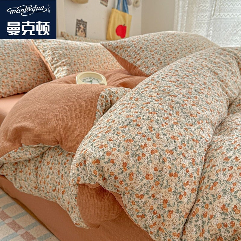 A-level ultra soft double-layer down duvet cover bed sheet set - four piece set bedding bed sheet duvet cover pillow cover - Image 1