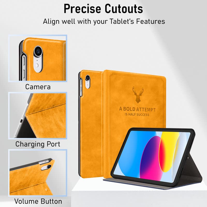 Robustrion Cover for iPad 11th Generation (A16) / 10th Generation Cover Case (2025/2022), Deer Pattern Flip Case Cover for iPad 11th Gen 11 inch / 10th Gen 10.9 inch [Auto Sleep Wake] - Yellow - Image 5