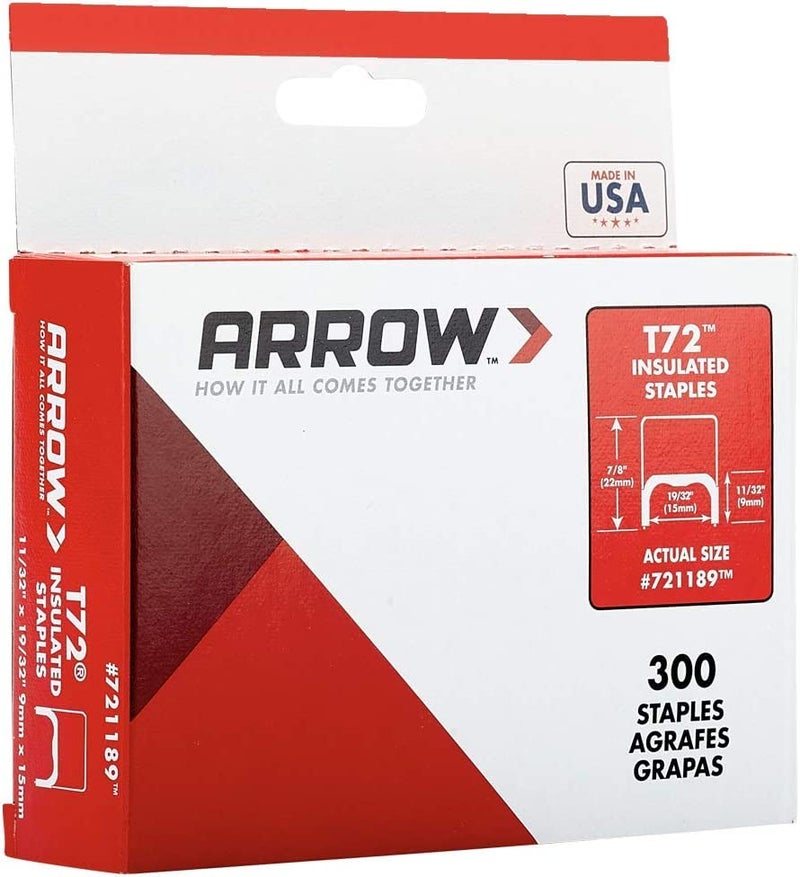 Arrow Fastener Arrow 721189 T72 Heavy Duty Steel Insulated Staples for Installing Cable/Wiring, 11/32-Inch Leg Length, 19/32-Inch Crown, 300-Pack - Image 5