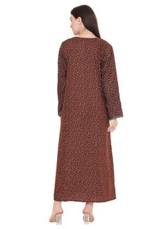 HANA & SARA LONG VISCOSE KAFTAN WITH SMALL PRINT AND THREAD EMBROIDERY CASUAL ARABIC FARASHA JALABIYA DRESS  - Image 2