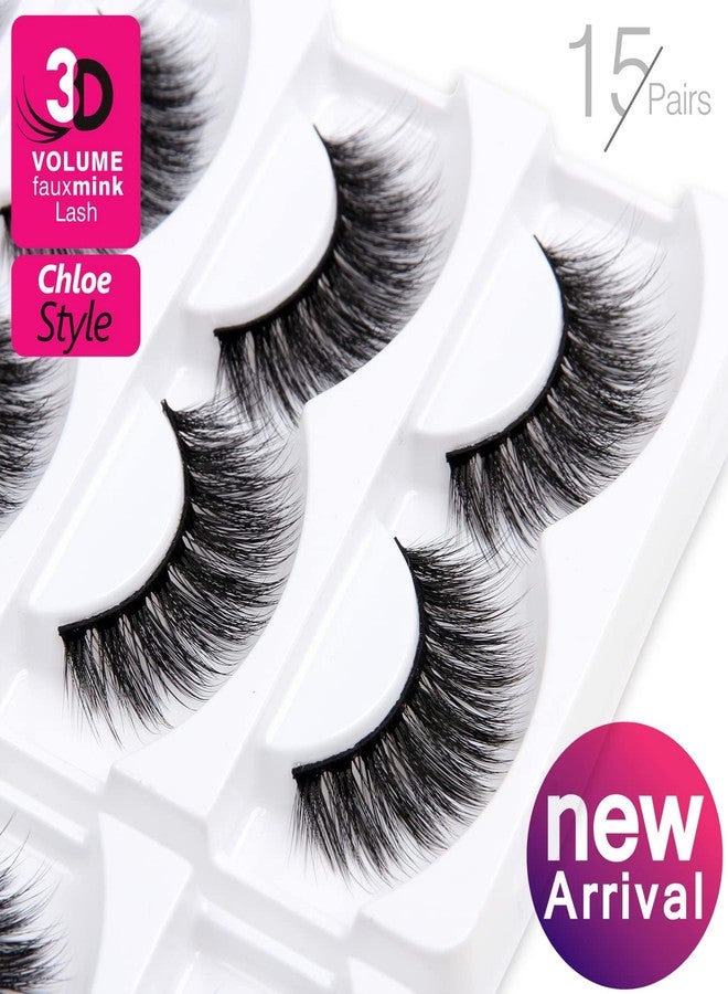 Eliace False Eyelashes Natural look Cat Eye Lashes Wispy Strips 15 Pairs,3D Mink Lashes Fake Eyelashes Fluffy Volume Dramatic Long Cross Wispies Lash Reusable Soft Band Comfortable,Chloe Style - Image 4