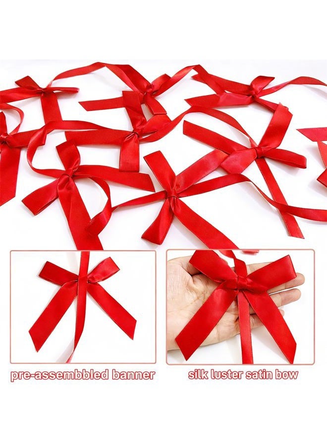 Haptda Red Ribbon Bow Hanging Garland for Baby Shower Red Bow Party Decorations Girls Bow Birthday Decoration Wedding Valentine's Day Mother's Day Party Room Décor 6pcs - Image 4