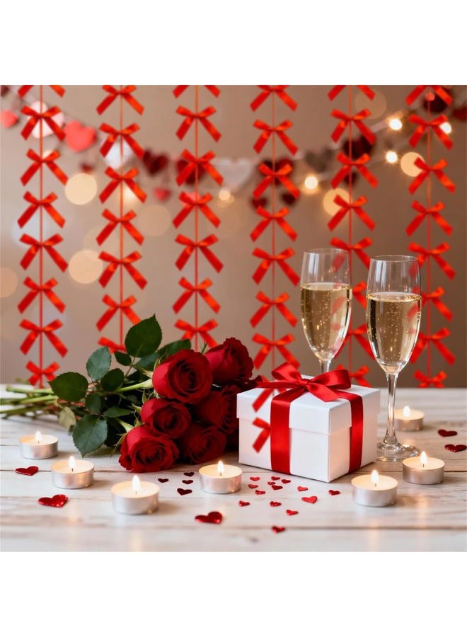 Haptda Red Ribbon Bow Hanging Garland for Baby Shower Red Bow Party Decorations Girls Bow Birthday Decoration Wedding Valentine's Day Mother's Day Party Room Décor 6pcs - Image 5