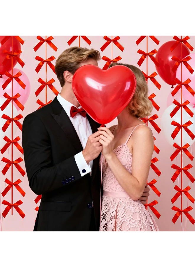 Haptda Red Ribbon Bow Hanging Garland for Baby Shower Red Bow Party Decorations Girls Bow Birthday Decoration Wedding Valentine's Day Mother's Day Party Room Décor 6pcs - Image 2