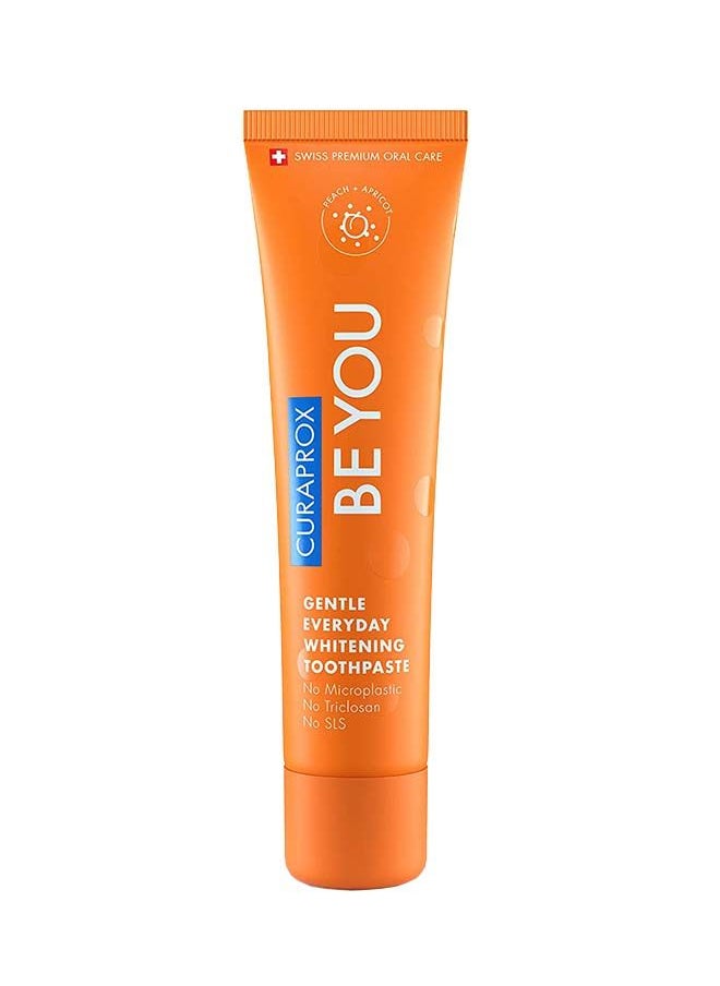 CURAPROX Curaprox Be You Peach + Apricot Toothpaste Orange 60ml - Gentle Everyday Whitening Toothpaste - SLS Free, Microplastic Free, Triclosan Free, Fluoride Toothpaste 