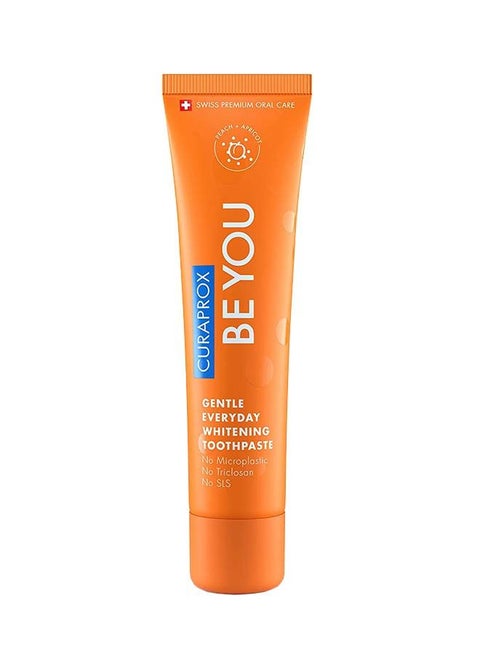 Curaprox Be You Peach + Apricot Toothpaste Orange 60ml - Gentle Everyday Whitening Toothpaste - SLS Free, Microplastic Free, Triclosan Free, Fluoride Toothpaste
