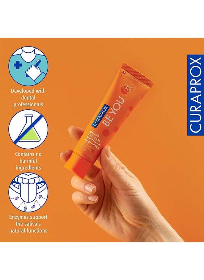 CURAPROX - معجون أسنان كورابروكس بي يو بالخوخ + المشمش برتقالي 60 مل - معجون أسنان لطيف للتبييض اليومي - خالٍ من كبريتات الصوديوم الصوديوم، وخالي من البلاستيك الدقيق، وخالي من التريكلوسان، ومعجون أسنان بالفلورايد - Image 1