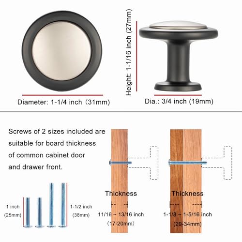 KOOFIZO 30 Pack Gold and Nickel Kitchen Cabinet Knobs Brushed Gold and Silver Drawer Knobs 1960 Round Single Hole Cabinet Pulls for Cabinets Drawers Dresser Cupboard Bedroom Bathroom - Image 3
