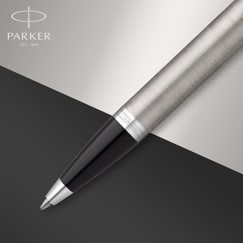 Parker IM Medium Point Ballpoint Pen with Blue Ink Refill, Stainless Steel/Chrome Trim - Image 3