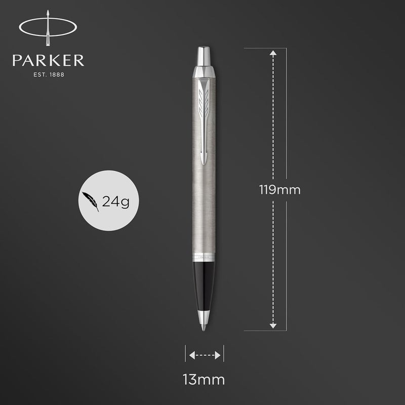 Parker IM Medium Point Ballpoint Pen with Blue Ink Refill, Stainless Steel/Chrome Trim - Image 2