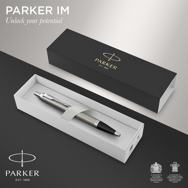 Parker IM Medium Point Ballpoint Pen with Blue Ink Refill, Stainless Steel/Chrome Trim - Image 1