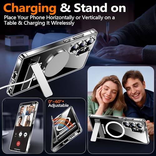MOZOTER for Samsung Galaxy S25 Ultra Case with Kickstand,[Compatible with Magsafe][2*Screen Protector],Military-Grade Protection,Magnetic Phone Case for Samsung Galaxy S25 Ultra-Clear - Image 4