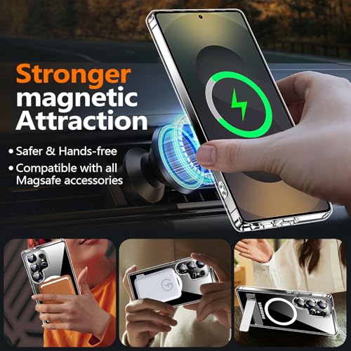 MOZOTER for Samsung Galaxy S25 Ultra Case with Kickstand,[Compatible with Magsafe][2*Screen Protector],Military-Grade Protection,Magnetic Phone Case for Samsung Galaxy S25 Ultra-Clear - Image 5