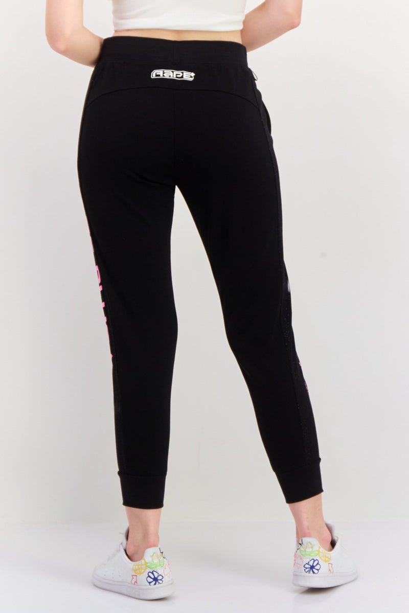 Aape By A Bathing Ape Women Regular Fit Brand Logo Jogger Pants, Black - Image 2