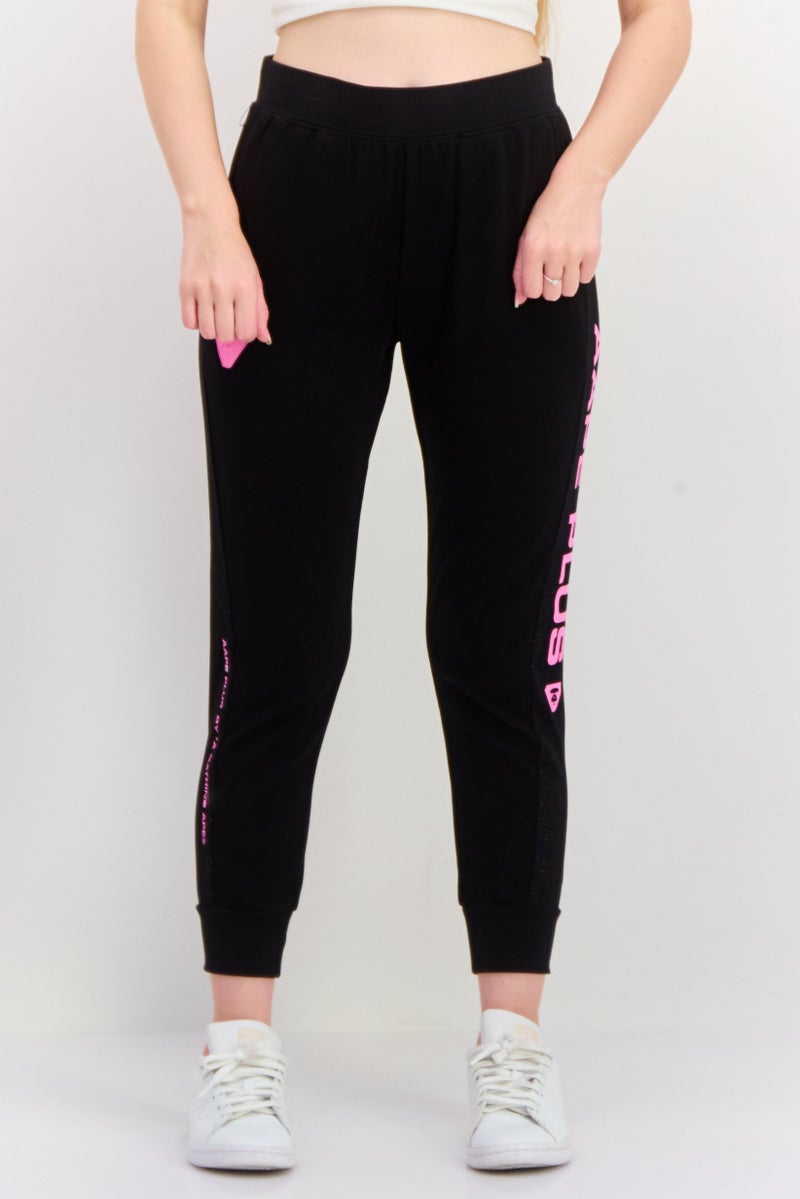 Aape By A Bathing Ape Women Regular Fit Brand Logo Jogger Pants, Black - Image 1