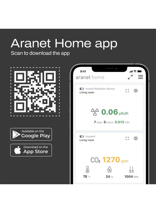 SAF - Aranet4 Home Wireless Indoor Air Quality Monitor For Office Or School Co2 Temperature Humidity And More Portable Battery Powered E Ink Screen App For Configuration And Data History - Image 1