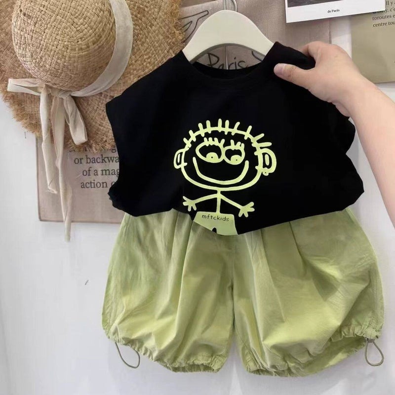 Boys' Cartoon Vest and Shorts Set - Image 3