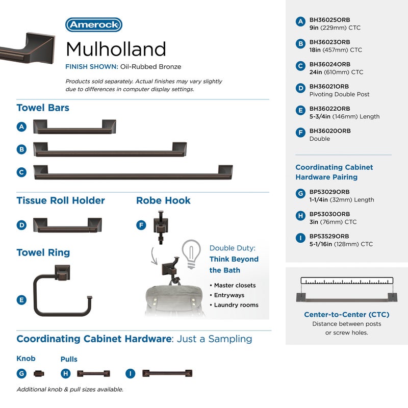 Amerock Mulholland Oil-Rubbed Bronze 9 inch (229mm) Towel Bar  BH36025ORB - Image 2