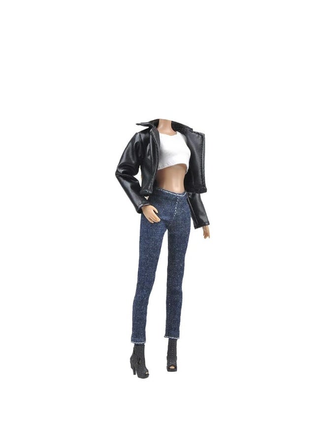 E-TING ETING Leather Coat Suit Cool Wild Motorcycle Style Couple Clothes for Dolls Girl - Image 2