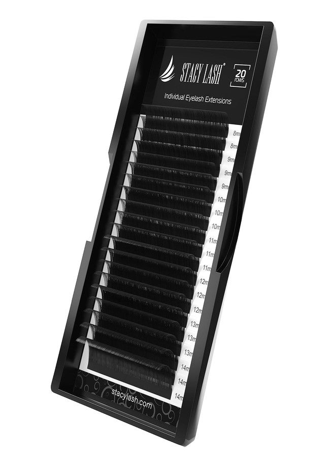 Stacy Lash Eyelash Extensions Thickness - 0.05mm Length - Curl - 20 Rows Tray Black Semi-Permanent Individual Eyelashes Extensions Lash (8-14mm, 0.05mm - Curl-B) - Image 1