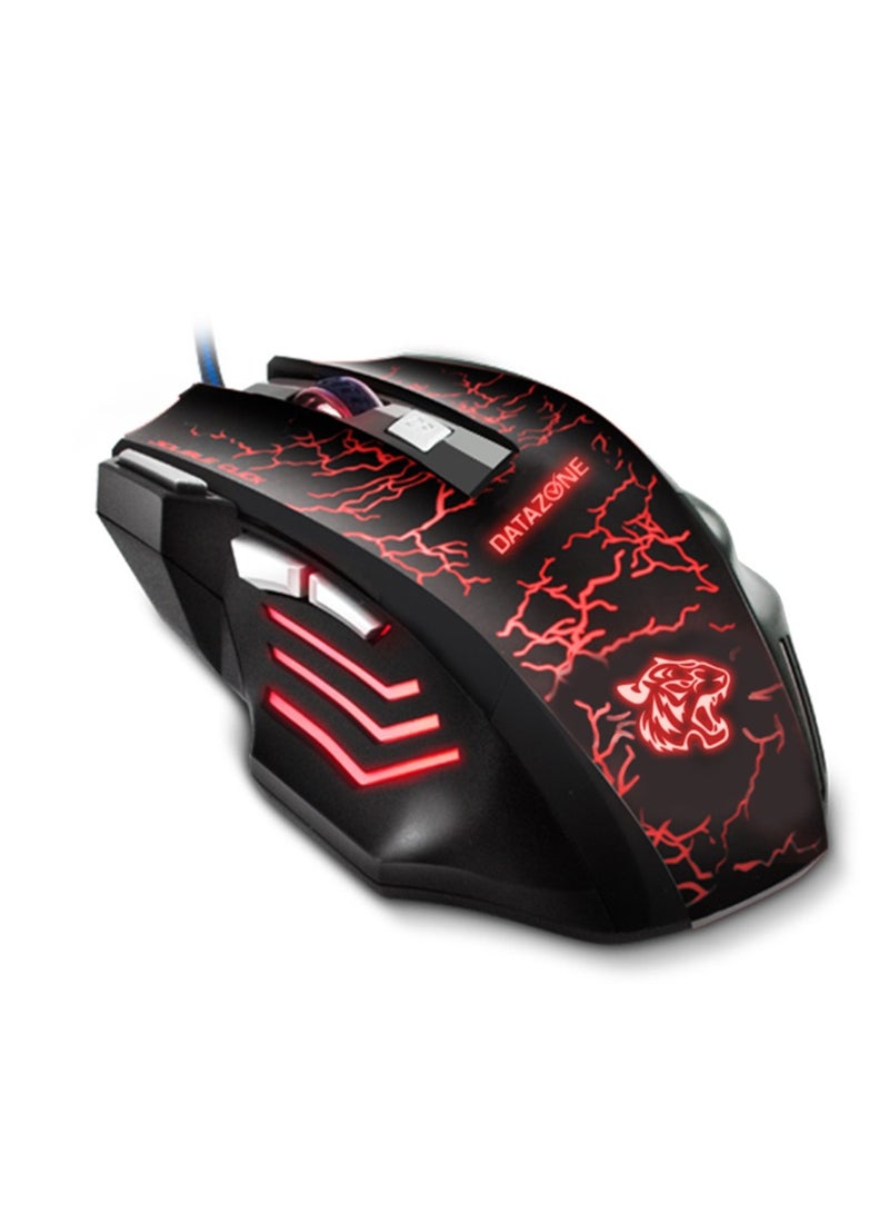 Datazone Wired Gaming Mouse in Black with Red Lighting and a Sleek, Modern Design  - Image 2