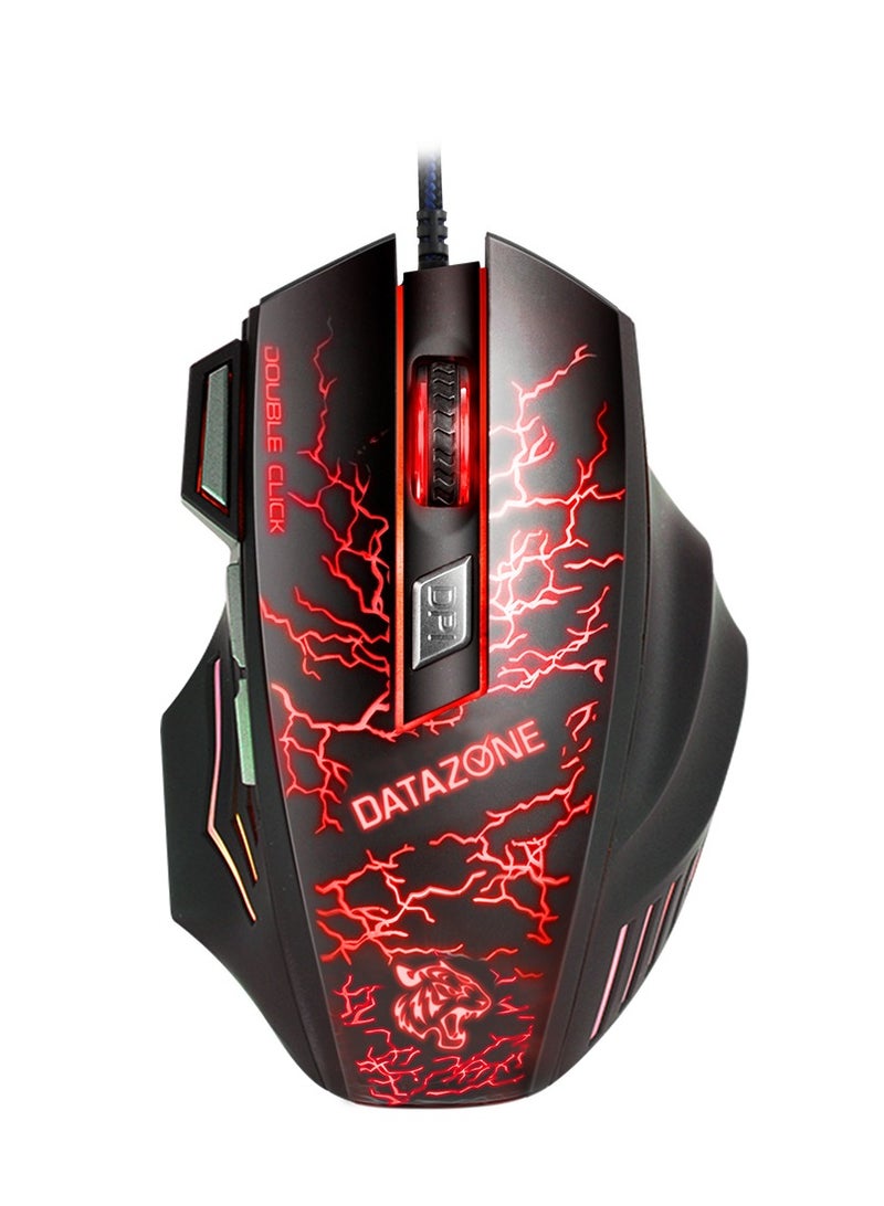 Datazone Wired Gaming Mouse in Black with Red Lighting and a Sleek, Modern Design  - Image 1