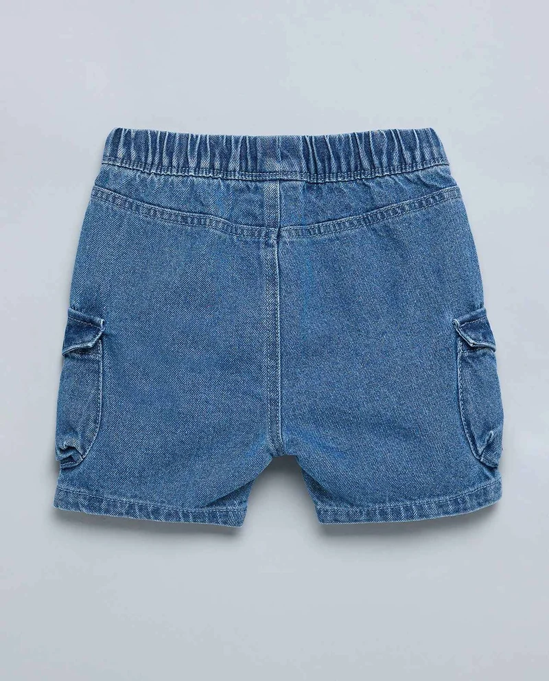 أر أند بي Washed Denim Shorts with Drawstring Waist