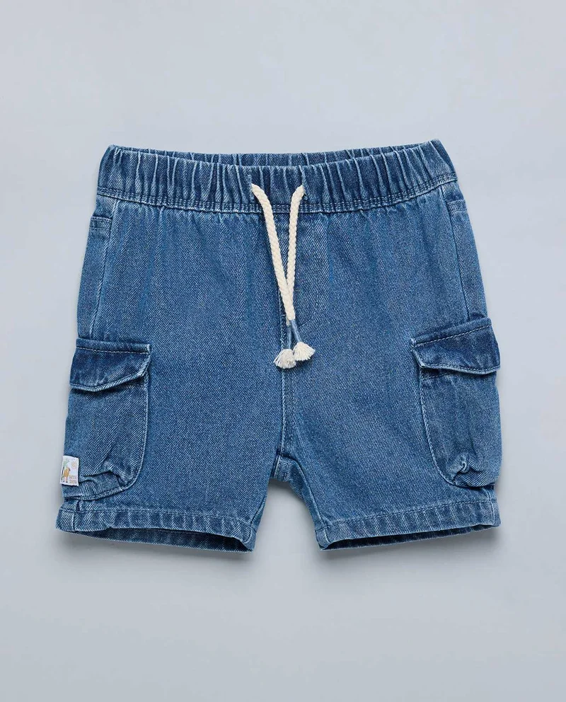 أر أند بي Washed Denim Shorts with Drawstring Waist