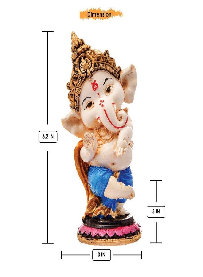 HC VILLA Dancing Ganesha Idol | Resin Handicraft Ganesh Showpiece for Home, Office & Car Dashboard | Decorative Murti for Puja & Gifting | Spiritual Figurine (Bansuri Ganesh, Standard) - Image 3