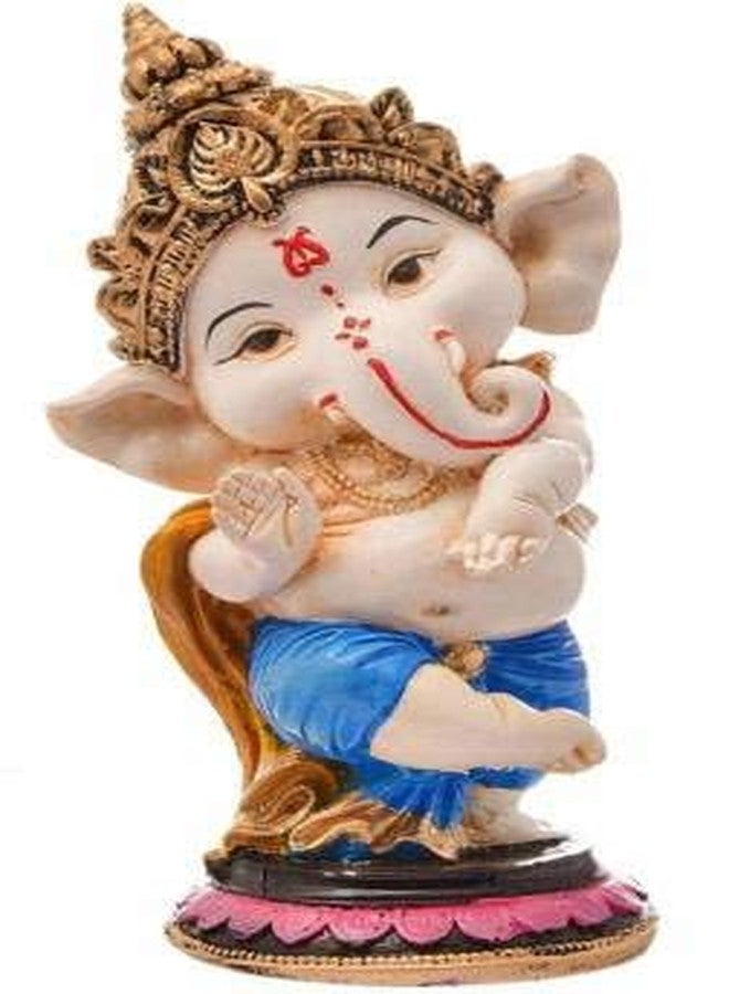 HC VILLA Dancing Ganesha Idol | Resin Handicraft Ganesh Showpiece for Home, Office & Car Dashboard | Decorative Murti for Puja & Gifting | Spiritual Figurine (Bansuri Ganesh, Standard) - Image 1