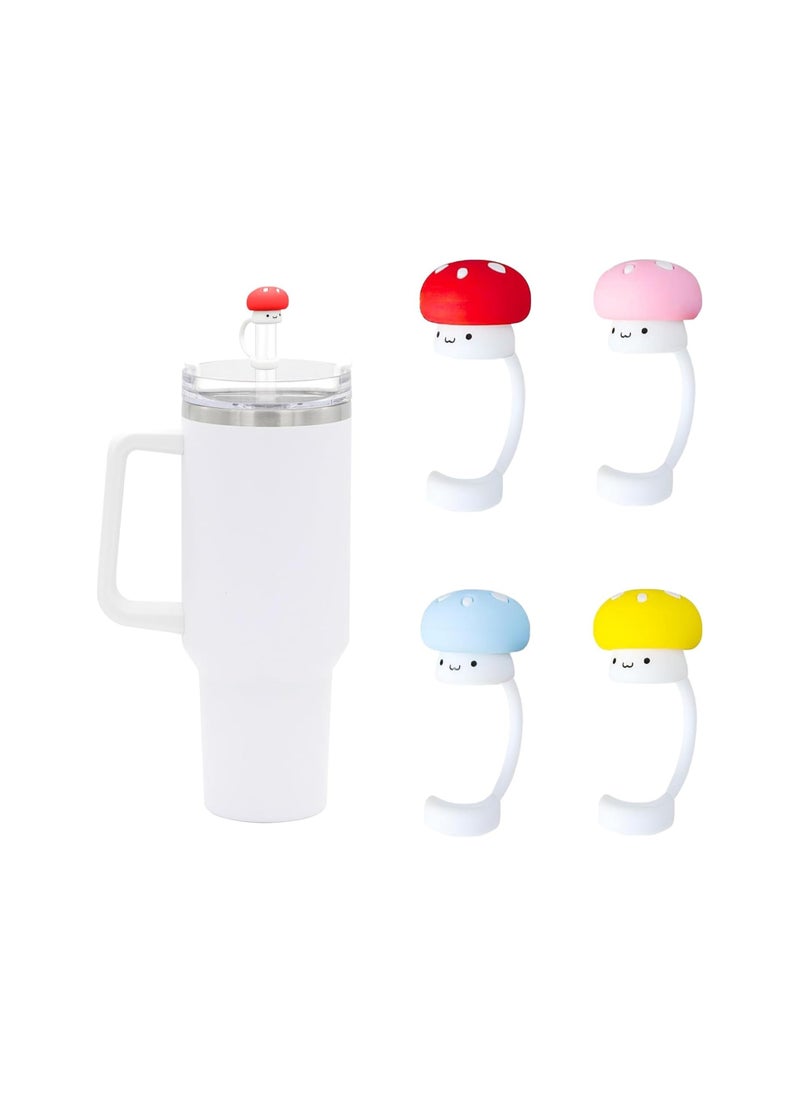 Straw Covers for Stanley Cups 30&40 Oz Tumbler with Handle 4Pcs Reusable Silicone Straw Toppers Caps of Stanley Accessories Colorful Mushroom Straw Tips Lids Protectors for 0.4in Straws  - Image 1
