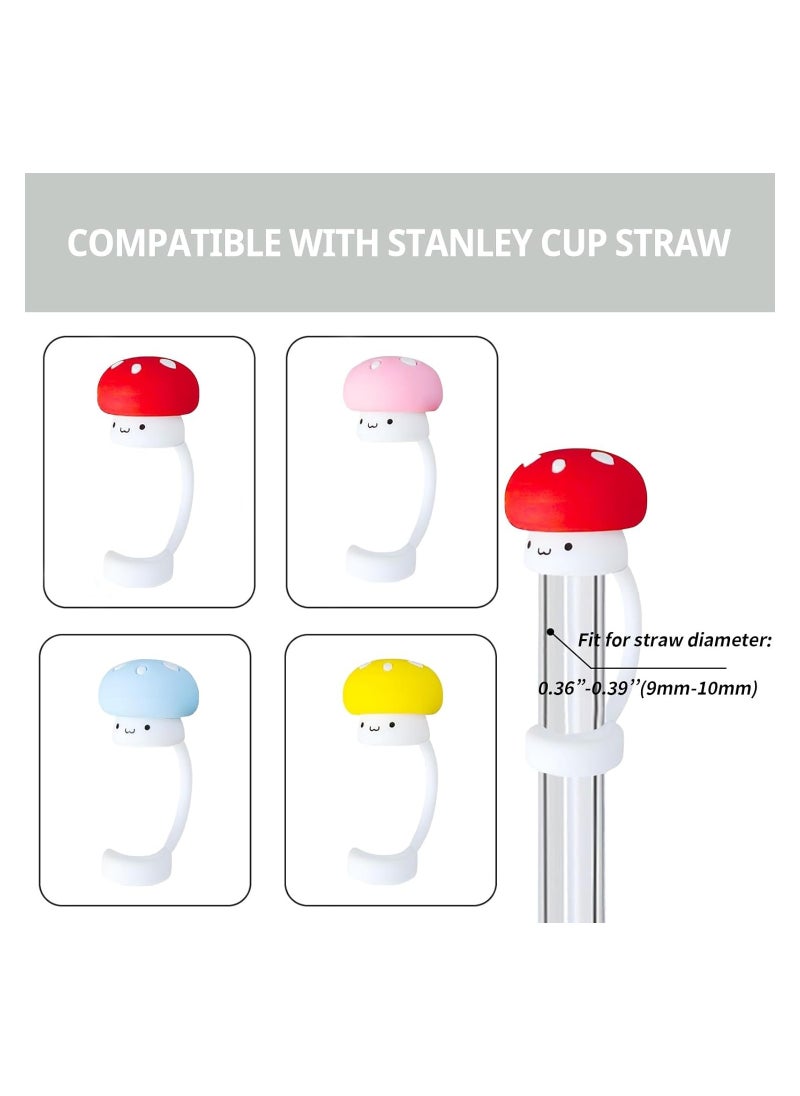 Straw Covers for Stanley Cups 30&40 Oz Tumbler with Handle 4Pcs Reusable Silicone Straw Toppers Caps of Stanley Accessories Colorful Mushroom Straw Tips Lids Protectors for 0.4in Straws  - Image 4